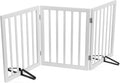 Dog Gates for The House Freestanding Foldable Pet Gates for Doorways 3 Panels 24'' Tall with 2PCS Support Feet Wooden White Dog Gate for Stairs