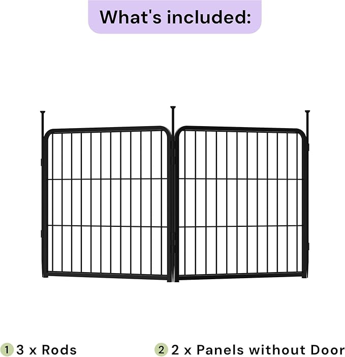SunsGrove Dog Playpen for Outdoor, Heavy Duty 32 Inch 2 Panels Play Pen for Small and Medium Dogs, Free and Safe Play Dog Fence, Black