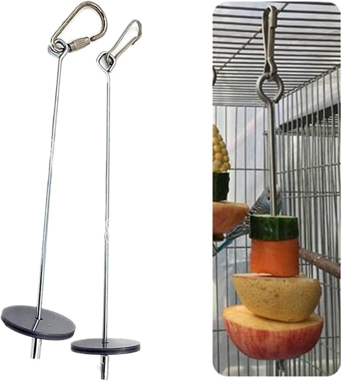 Bird Food Holder, Stainless Steel Parrot Fruit and Vegetable Skewer for Hanging up Small Animal Food Feeding Tool for Small Animal Bird Toys Watering Supplies