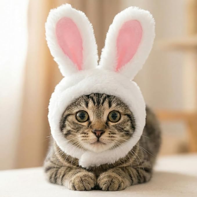 5 Pcs Cat Costume Hats - Banana Frog Lion Bunny Brown Bear Headwear for Cats, Kitten Puppy Party Easter Costume Accessory Headwear(Adjustable Breathable Design)