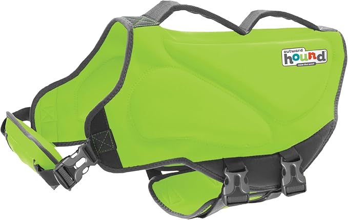 Outward Hound Dawson Swim Dog Life Jacket, High-Performance Neoprene Dog Life Vest for Swimming, Boating, and Water Safety, XL, Green