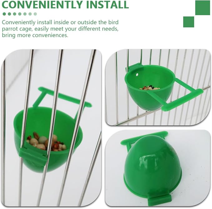 PRETYZOOM 8pcs Small Parrot Water Cups and Food Feeding Bowls Plastic Bird Cage Accessories for Budgie Cockatiel Lovebird Feeding and Watering Supplies
