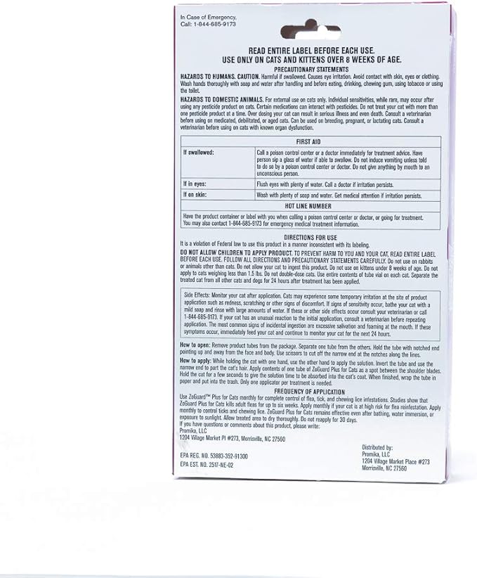 ZoGuard Plus Flea and Tick Prevention for Cats, Over 1.5 lbs (3 Dose)