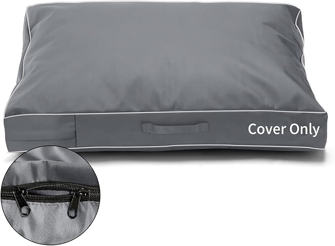 COSHNIBI Dog Bed Covers Replacement Washable,Waterproof Dog Bed Cover with Zip and Carry Handle for Dog/Cat 48''Lx36''Wx4''H-Grey