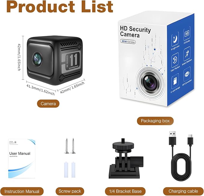 2K Mini Wireless Security Camera, Indoor Home WiFi Camera, Night Vision, Motion Detection, Pet Monitor & Elderly Care, WiFi 6(2.4G Only), Multi-User Sharing, Black