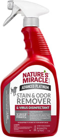 Nature’s Miracle Advanced Platinum Stain and Odor Remover and Virus Disinfectant, 32 Ounces, Disinfects and Cleans