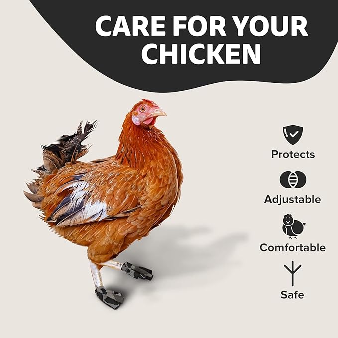 Chicken Shoes for Injured Feet – Protective Neoprene Footwear for Chicken, Open-Toe Design for Bumblefoot Relief, Made in USA (Chicken Shoes, Gray Camouflage, Medium Chickens)