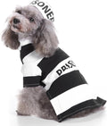 Halloween Fancy Prisoners Dogs Cats Warm Costumes with Hat for Teddy, Pug, Chihuahua, Shih Tzu, Yorkshire Terriers, Papillon D-Black/White M