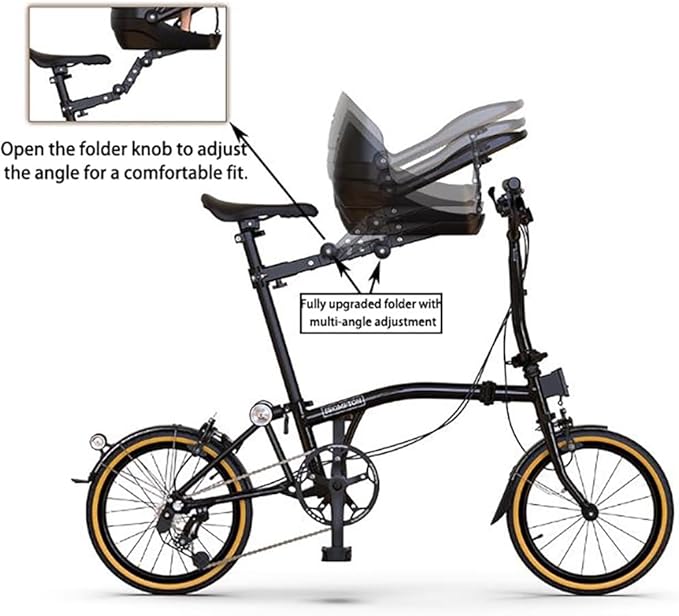 Dog Bike Seat – Front Bicycle Pet Seat with Adjustable Bracket, Backrest Angle & 3-Point Safety Harness, Footrest Extension, Fits 30–34 Mm Seat Tubes – Small Dog Bike Carrier(Black)