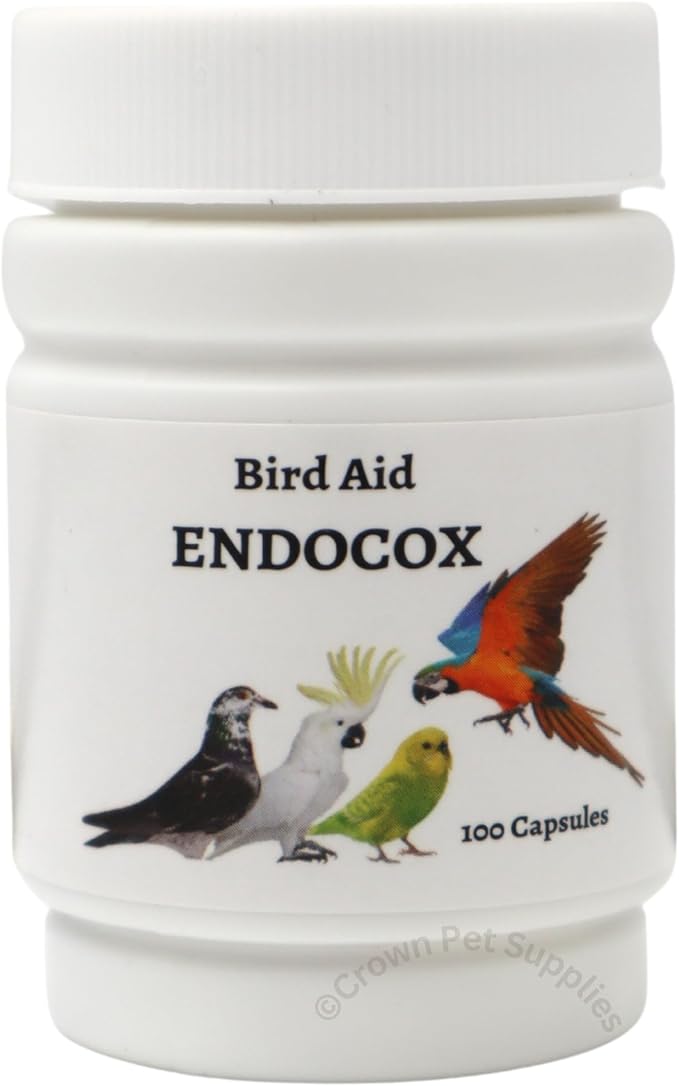 Endo-COX Capsules Medicine for Pigeons, Canary, Finches, Parakeet, Cockatiels, Parrots, Cage Small Birds, & Aviary Birds