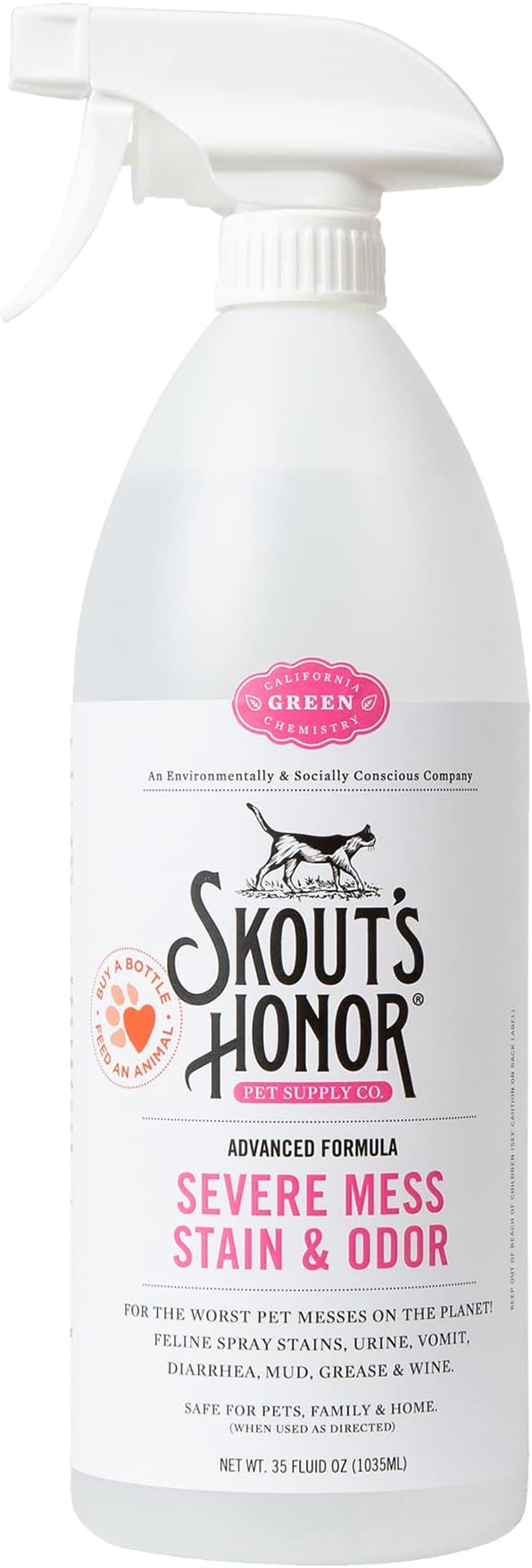 Skout's Honor Cat Advanced Severe Mess Stain & Odor Remover - Advanced Formula for Tackling the Worst Cat Messes, Eco-Friendly Formula for Carpets and Home, 35 oz