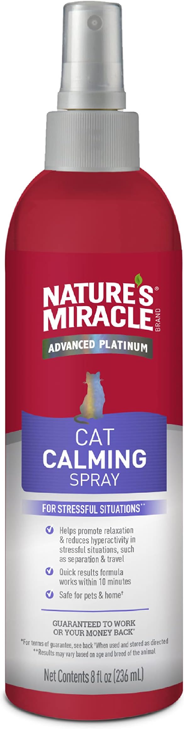 Nature's Miracle Cat Calming Spray,8 Ounces,Stress-Reducing Formula for Cats,(Pack of 2)