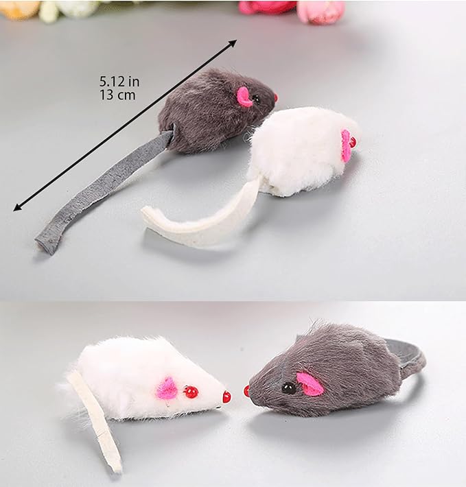 6 Pcs Gray Rattle Mouse Cat Toy, Mice Animal Toy Pet Supplies Furry Play Combo - Cat Toy Mix