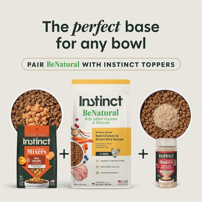 Instinct BeNatural, Natural Dry Dog Food, Raw Coated Kibble, Whole Grain - Real Chicken & Brown Rice, 4.5 lb. Bag