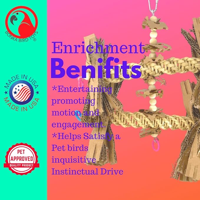 Bonka Bird Toys 1557 Duo Natural Helix Parrot Cockatiel Cockatoo Toy Cage Cages