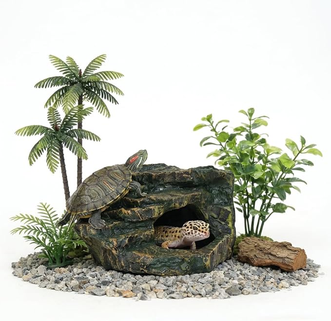 Reptile Tank Accessories, Turtle Tank Decor, Aquarium Caves, Perfect Gecko Hide, Fish Aquarium Decor, Professional Turtle Basking Platform (Antique)