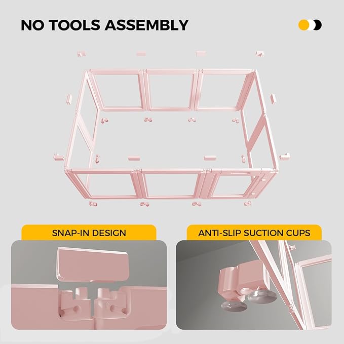 Clear Acrylic Plastic Dog Playpen - Clear Dog Play Pen - Easy Assemble Acrylic Dog Playpen - Puppy Playpen, Cat Playpen, Small Animal Playpen, Dog Play Pen Indoors (Pink-30.3" H, 8PCS)