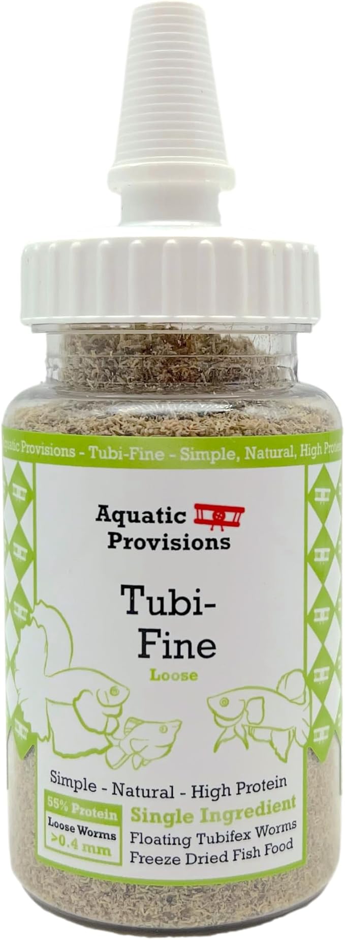 Tubi-Fine Freeze Dried Loose Tubifex Worms 0.5 oz, Floating Fish Food for Freshwater and Marine Aquarium Fish