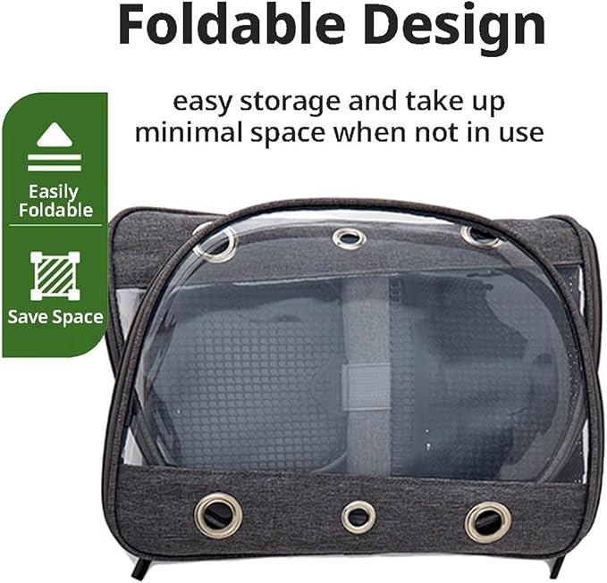 MANON ROSA Bird Carrier Travel Cage with Perch-Lightweight Breathable Parrot Backpack with Stand Tray Shoulder Strap for Small Pet Chinchillas Hamsters Squirrels Bunnies Kittens