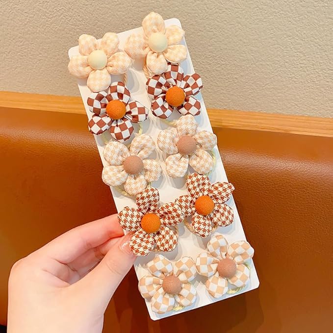 20 Pcs Handmade Cute Puppy Hair Bows, Flower Bowknot with Rubber Bands for Small Dog Hair Ties Accessories Brown