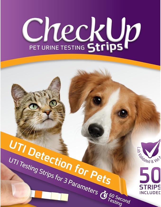 KIT4CAT CheckUp Cat and Dog UTI Urine Test Strips | 3 Parameters CheckUp in 1- a More Detailed Test of 3 UTI Related Markers - pH, Nitrite and Leukocytes Levels x50