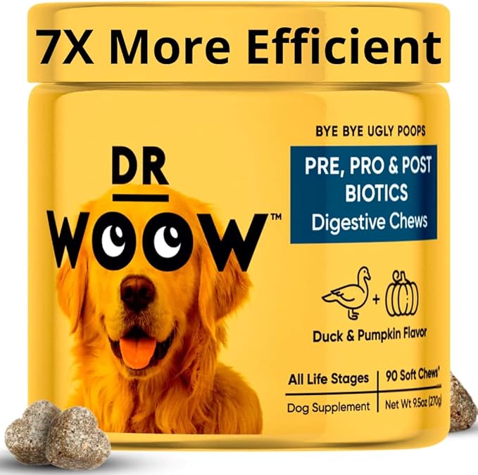 Probiotics Supplements for Dogs Soft Chews (90 CT) – Digestive Support + Gut Balance & Healthy Stool Support – Probiotics + Digestive Enzymes – Duck & Pumpkin Flavor – Made in USA