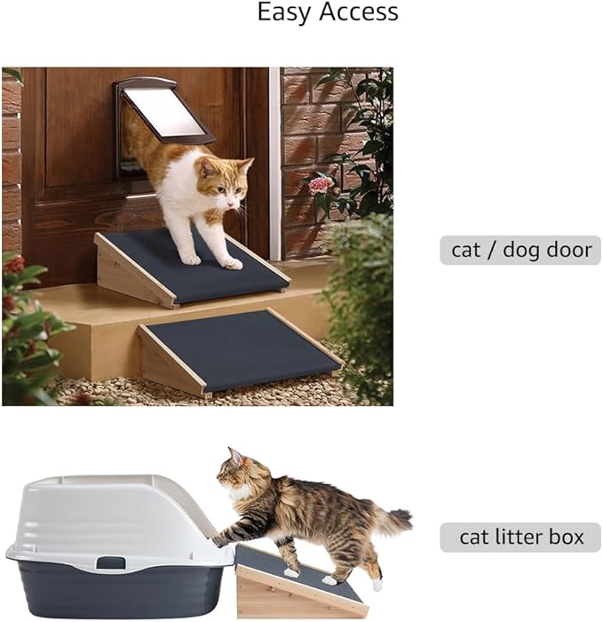 beeNbkks Dog Ramp for Stairs, Non-Slip Rubber Pet Ramps for Small Medium Dogs Cats, Gentle Slope Step and Stair Assist for Senior or Injured Pets, Indoor Outdoor Use, Portable Porch Access, Set of 2
