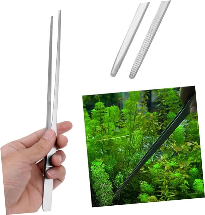 Didiseaon 4pcs Stainless Steel Aquatic Plant Tweezers Straight Curved Tongs for Fish Tank Maintenance Resistant Tools for Aquarium Plant Care