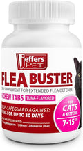 Jeffers Pet Flea Buster Chewable Tablets for Cats and Kittens 7-15 lbs, Tuna Flavor Supplements, Monthly Cat Flea Support, Made in USA, Easy to Feed Cat Tablets, Travel Friendly - 6 Count