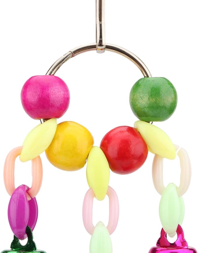 Hypeety Parrot Chew Toys Swing Colorful Bells Chandelier Bird Hanging Toy Parrot Cage Craft Toys Cages African Grey Conure Cockatiel Hanging Bell B