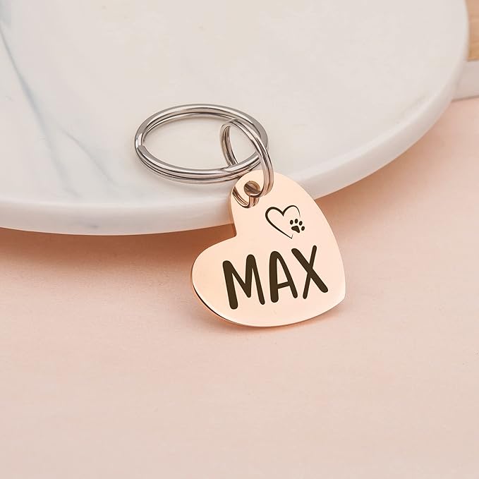 Anavia Small Size Dog Cat ID Tags, Small/XS Personalized Color Plated Stainless Steel Puppy Kitten Name Tags, Customized Engraved Nameplate Pet Collar Tag (Rainbow, Heart)