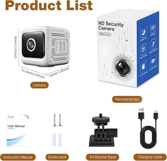 2K Mini Wireless Security Camera, Indoor Home WiFi Camera, Night Vision, Motion Detection, Pet Monitor & Elderly Care, WiFi 6(2.4G Only), Multi-User Sharing, White
