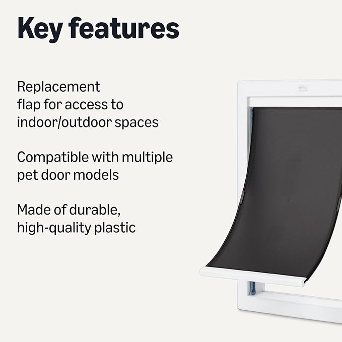 Amazon Basics Dog Cat Door Replacement Flap, Large, 16.9’’ x 9.6’’ x 0.83’’, White and Grey