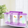 Three Areas Acrylic Small Aquarium, Mini Fish Tank, for Betta for Small Fishes(Purple)