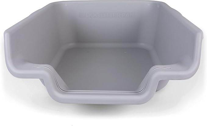 Dog Litter Box, Misty Gray Color, Extra Large Size, Durable & Pet Safe Puppy Litter Box, Indoor Open Top Entry Dog Litter Pan, Comfortable for Dogs, Great for Dogs up to 35 lbs