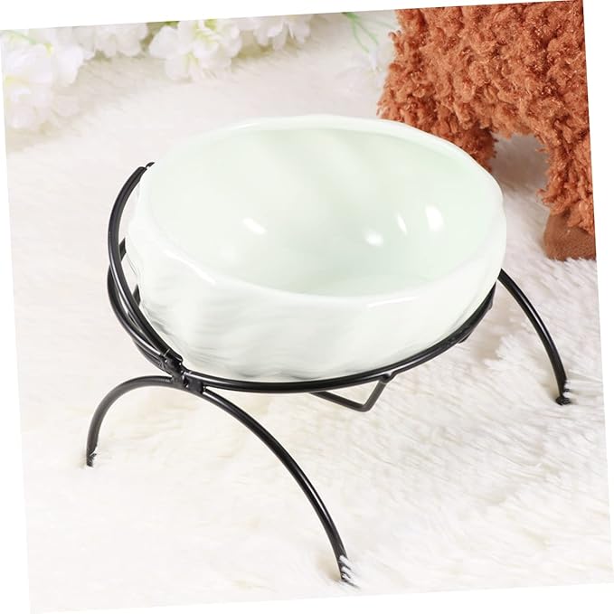 Smooth Ceramic Pet Bowl Iron Frame Rack Cat Feeder Dog Bowl Pet Food Feeding Dog Feeder Cat Feeding Watering Supplies