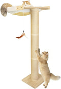 54.3" Cat Window Perch with 3 Adjustable Roman Column Sisal Posts, White Rabbit Fleece Cushions, Drill-Free Suction Cups, Multi-Level Climbing Perch, 60 lbs Capacity