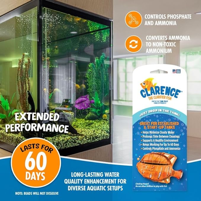 Aquarium Water Clarifier | Clear Cloudy Fish Tank Water Treatment, Safe for Freshwater & Saltwater Fish and Plants - Orange, 6 Pack