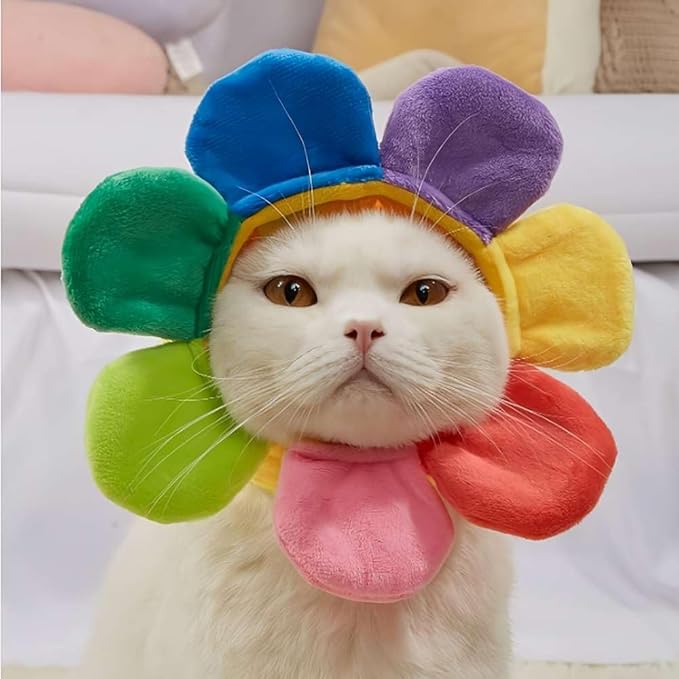 2 Pcs Halloween Cat Adorable Costume Funny Cat Hat for Pets and Small Dogs Party Costume Accessory Headwear(Sunflower, Banana)