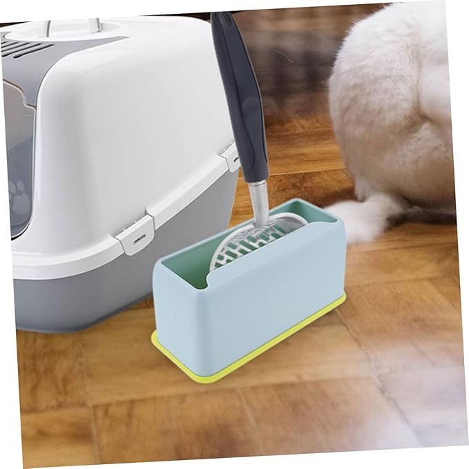 Luxshiny Plastic Cat Litter Scoop Holder Stand Compact Lightweight Litter Shovel Storage Container Blue Base