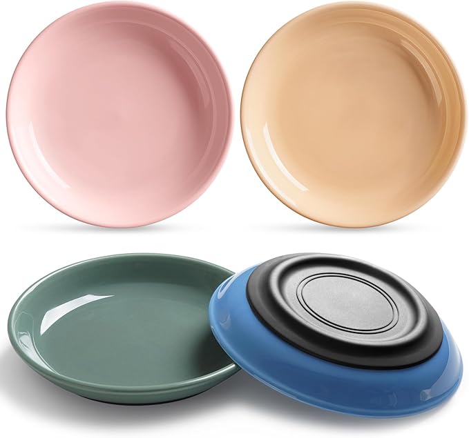 Colorful Cat Food Bowl,Non-Slip Silicone Bottom Cat Bowls for Indoor Cats,Anti Whisker Fatigue Cats Dishes Set,Shallow Wide Kitten Plates for Food and Water,4 Pack