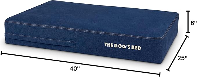 The Dog’s Bed Orthopedic Memory Foam Dog Bed Mattress, Oxford Fabric, Real Blue Denim, Large, 6-Inch