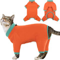 Sticky Cat Clothes Stretchy, Sphynx Hairless Sweater & Pajamas for Cats only, Soft Cat Onesie for Cats After Surgery Female Male & Hair Loss Prevention, Orange M