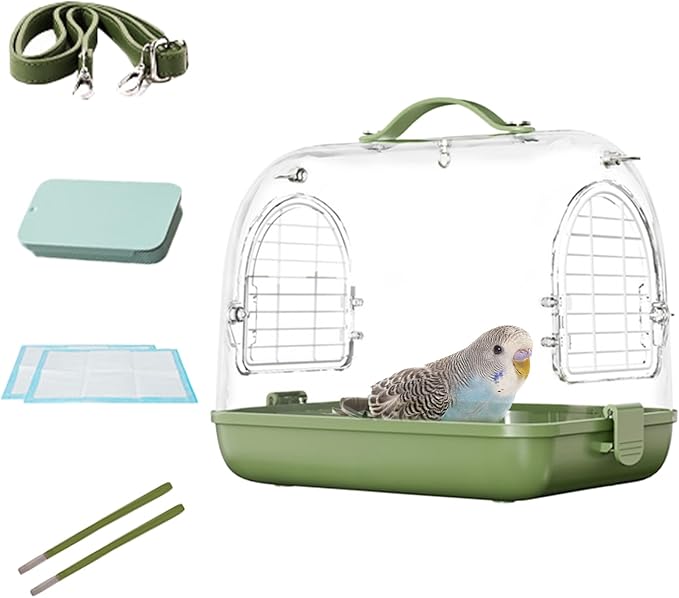 Bird Carrier Backpack, Portable Transparent Pet Bag, Breathable Travel Carrier with Removable Perch, Cockatiel Conure Parakeet Transport Cage for Outdoor Trips, Small Bird Travel Accessories