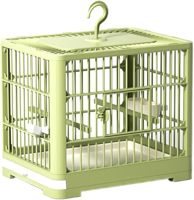 2026 New Bird Carrier Cage, Travel Bird Cage, Portable Bird Carrier, Small Birds Lightweight Parrots Cage, Detachable Tray Hook Handle Easy Transport Bird House for Travel Outdoor (Green)