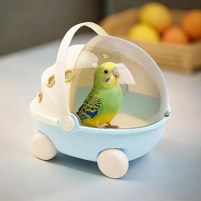 Heated Bird Carrier Bag Parrot Travel Cage Small Pet Accessories Winter Warm Bird Nest House for Finch African Greys Outdoor, Blue
