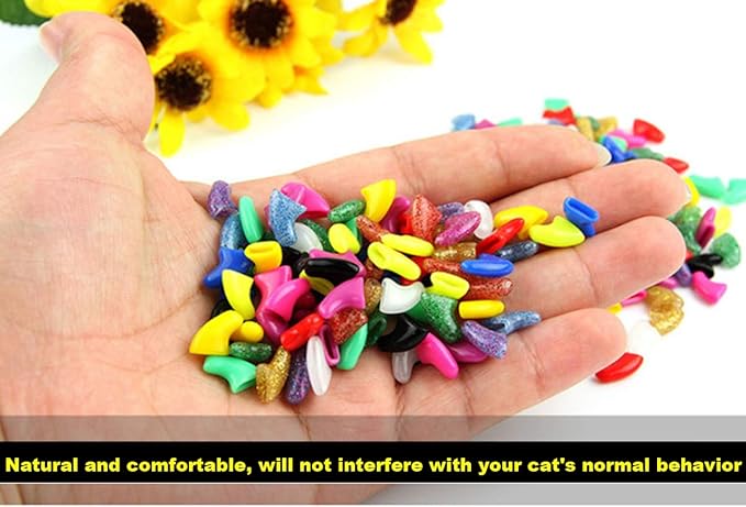 VICTHY 140pcs (14 Colors) Cat Nail Caps, Cat Claw Covers Cat Nail Covers with Adhesives and Applicators (Extra Small)