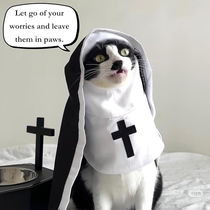 Cat/Dog Nun Costume Pet Clothing - Cute Funny Sister Habit Dress Outfit for Halloween Christmas Festival Cosplay Party (2XL)