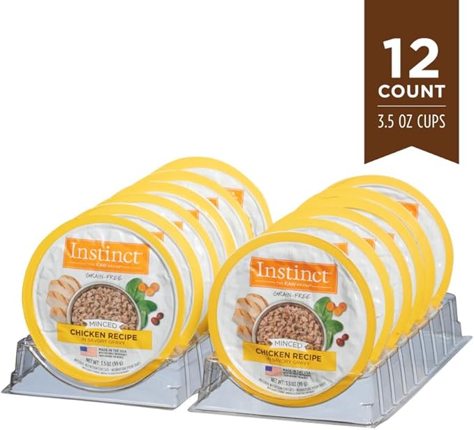 Instinct Original Minced Natural Wet Cat Food, Grain Free Recipe - Real Chicken, 3.5 oz. Cups (Pack of 12)
