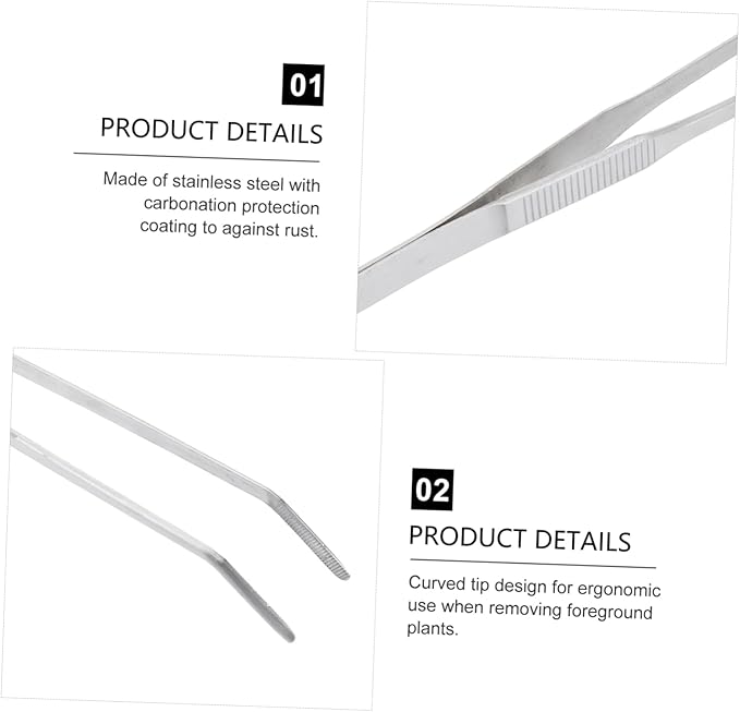 Didiseaon 3pcs Long Curved Tweezers Aquarium Plant Care Tools Stainless Steel Aquatic Plant Tongs Sharp Blade for Easy Trimming for Aquarium Decor
